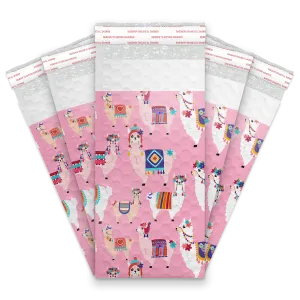 4x8 Llamas Designer Self Seal Poly Bubble Mailers Shipping Envelopes Custom Boutique Padded Bags