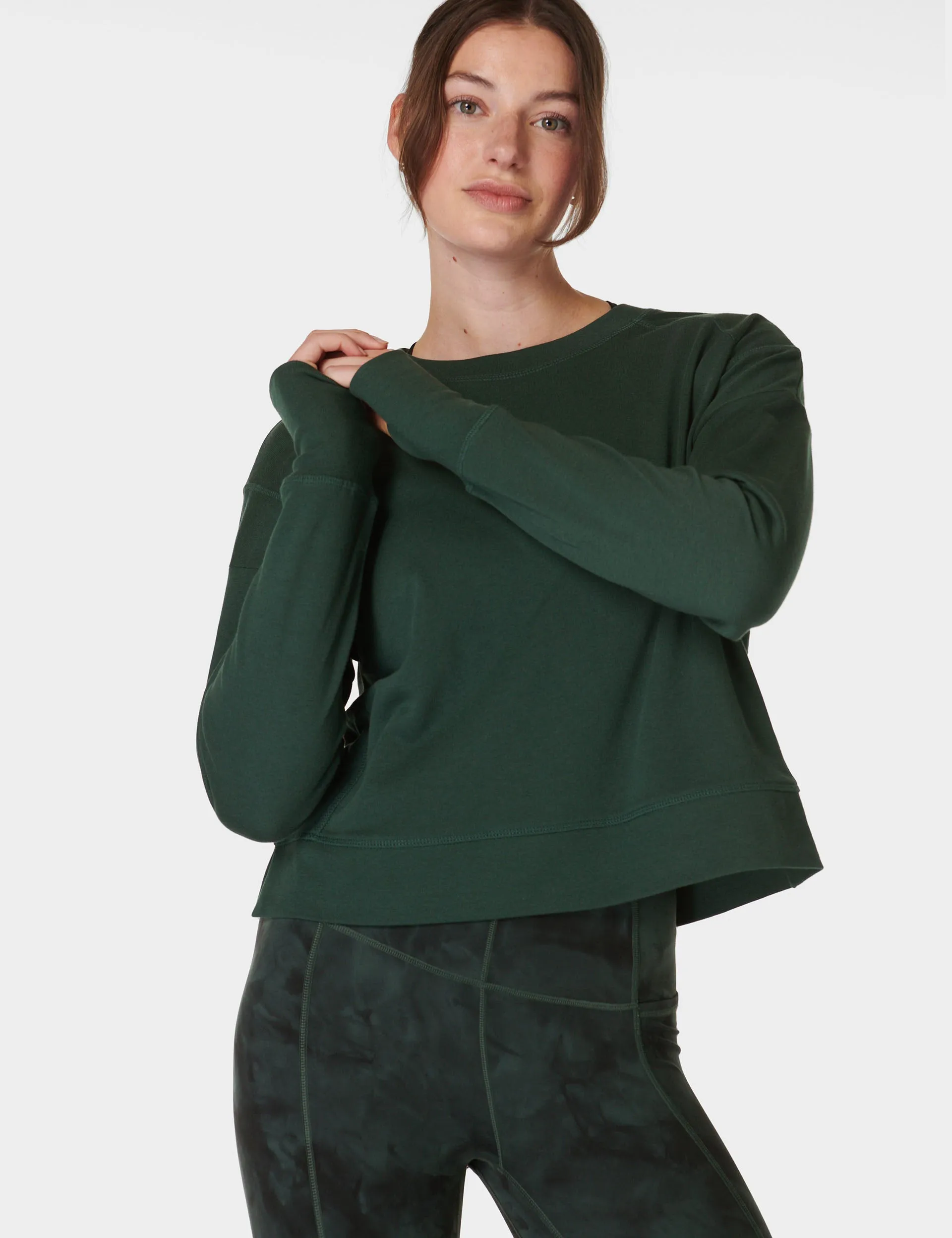 After Class Crop Sweatshirt - Trek Green