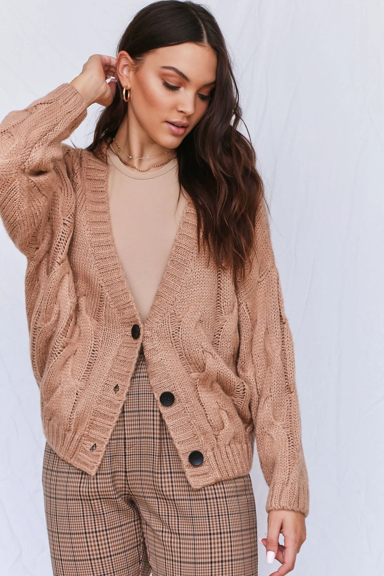 Ana Oversize Cardigan - Tan