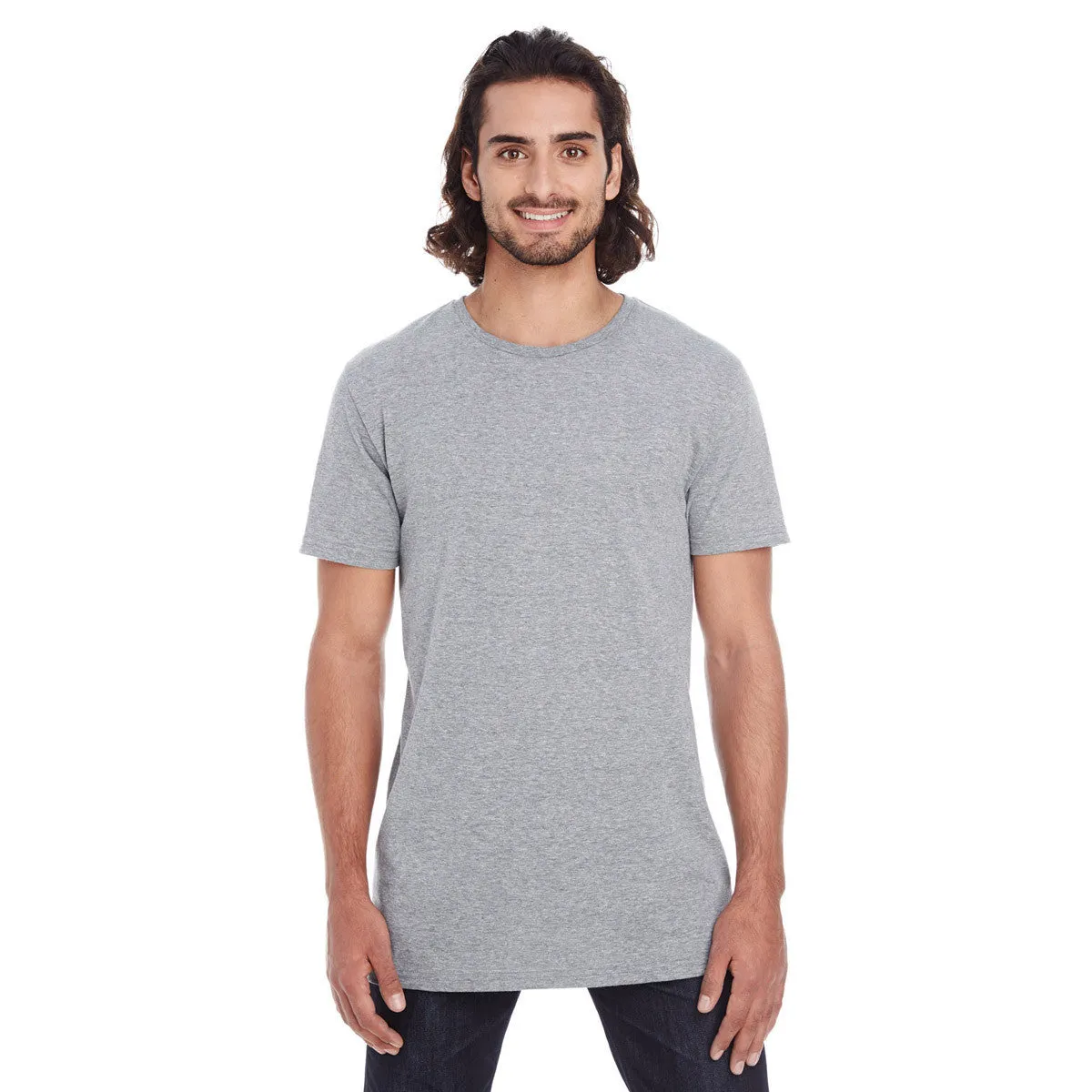 Anvil Men's Heather Graphite Lightweight Long & Lean Tee