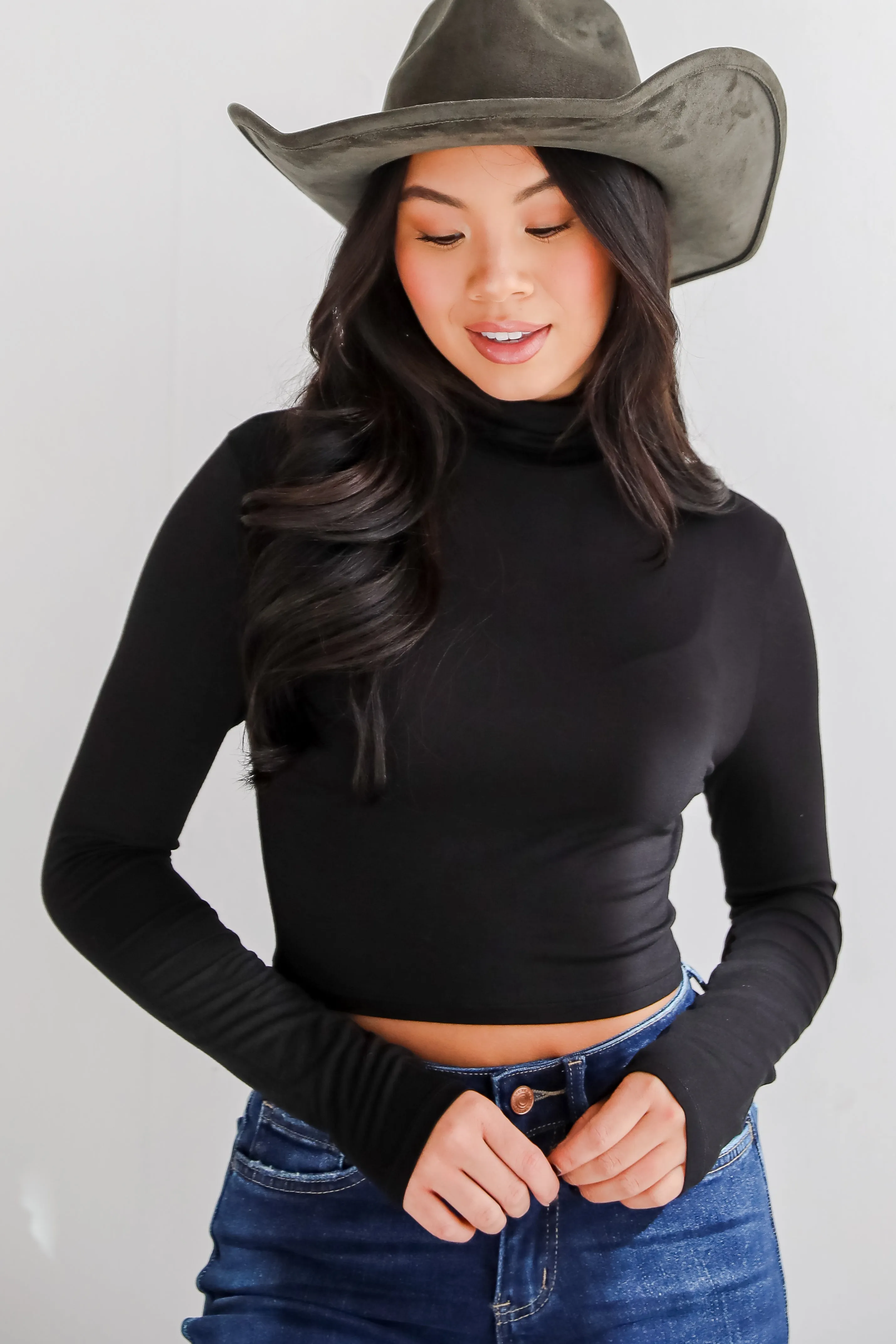 Aurora Mock Neck Crop Top - DU DEAL