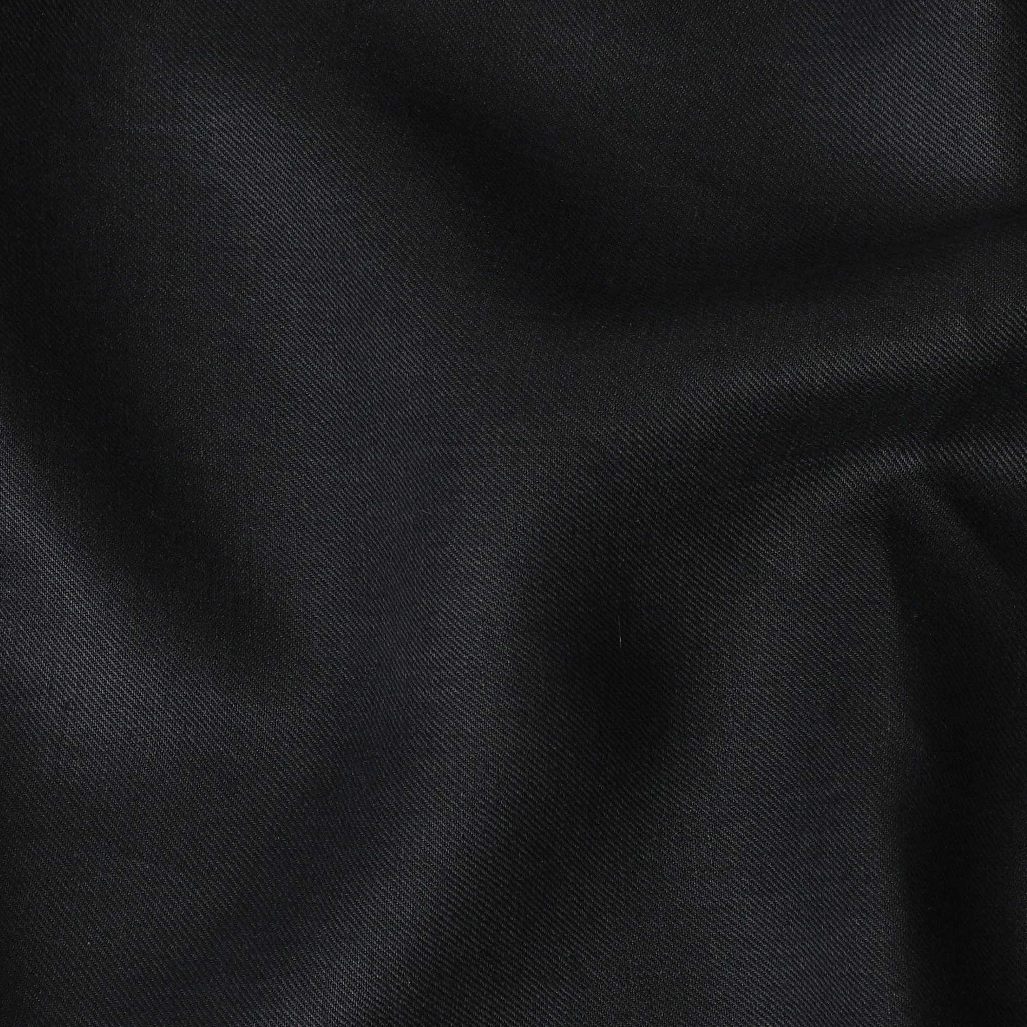 Black Plain Premium Italian blended linen wool suiting fabric-D14690