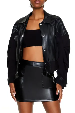 Blouson de style moto en similicuir