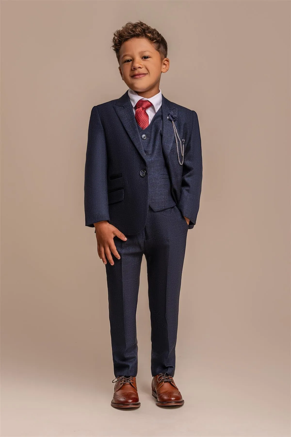 Boys Caridi Navy Three Piece Suit