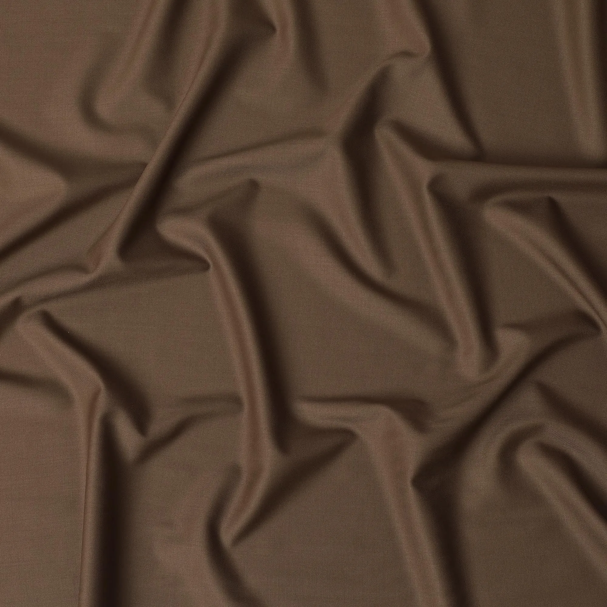 Brown Premium plain Super 140's blended wool suiting fabric-D17276