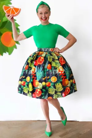 Carolyn Box Pleat Tropical Fruity Skirt