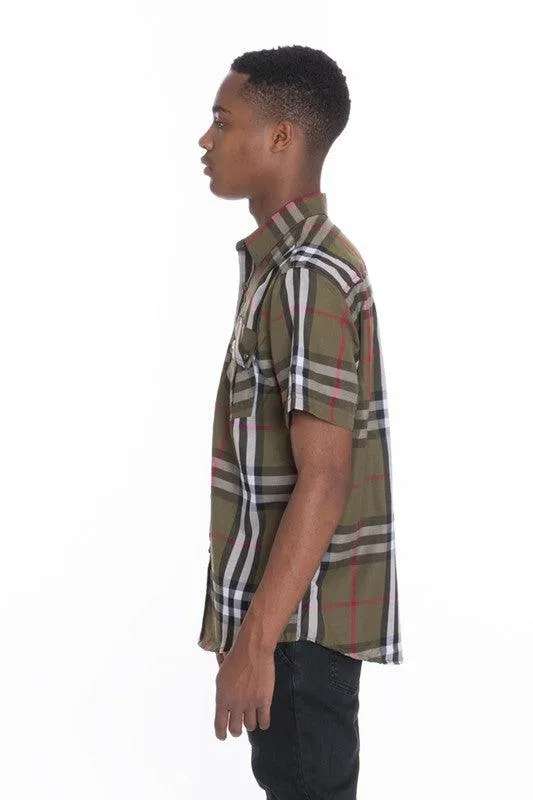 Casual Short Sleeve Checker Shirts