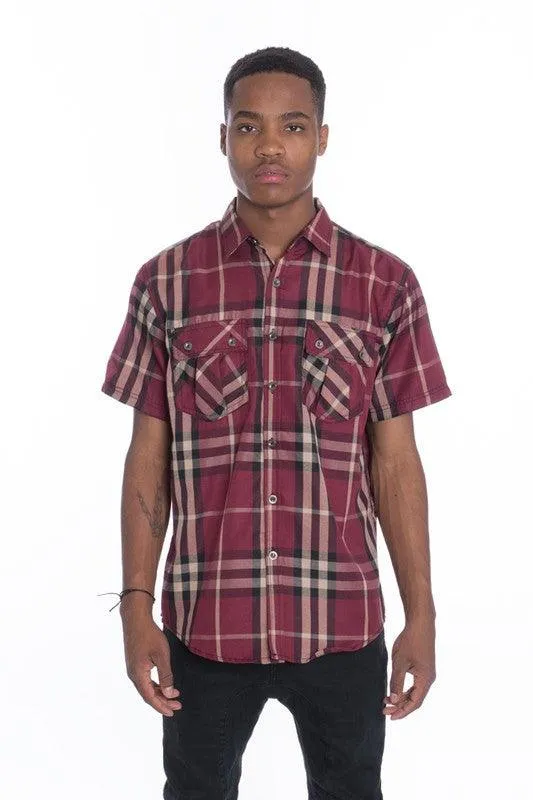 Casual Short Sleeve Checker Shirts