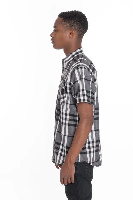 Casual Short Sleeve Checker Shirts