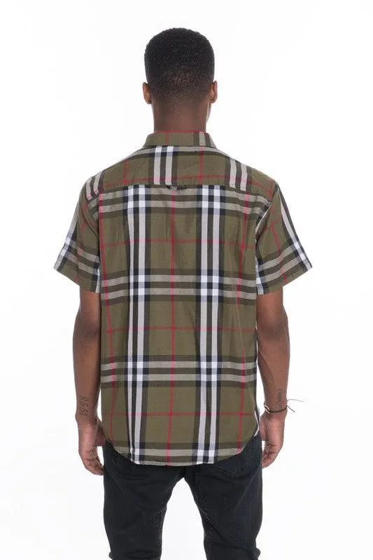 Casual Short Sleeve Checker Shirts