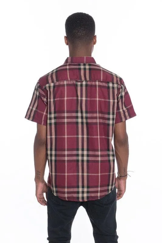 Casual Short Sleeve Checker Shirts