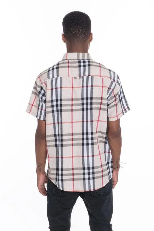 Casual Short Sleeve Checker Shirts