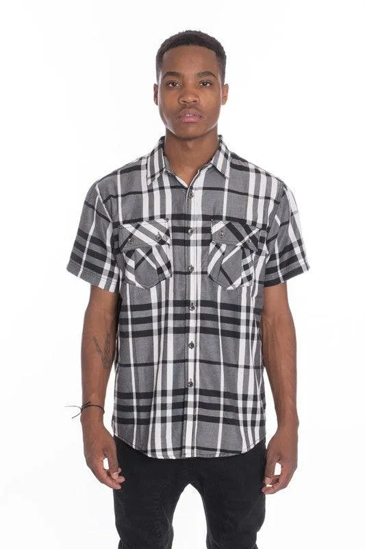 Casual Short Sleeve Checker Shirts