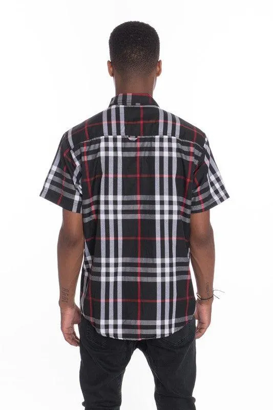 Casual Short Sleeve Checker Shirts