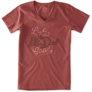 Cat Crusher V-Neck T-Shirt by Life is good