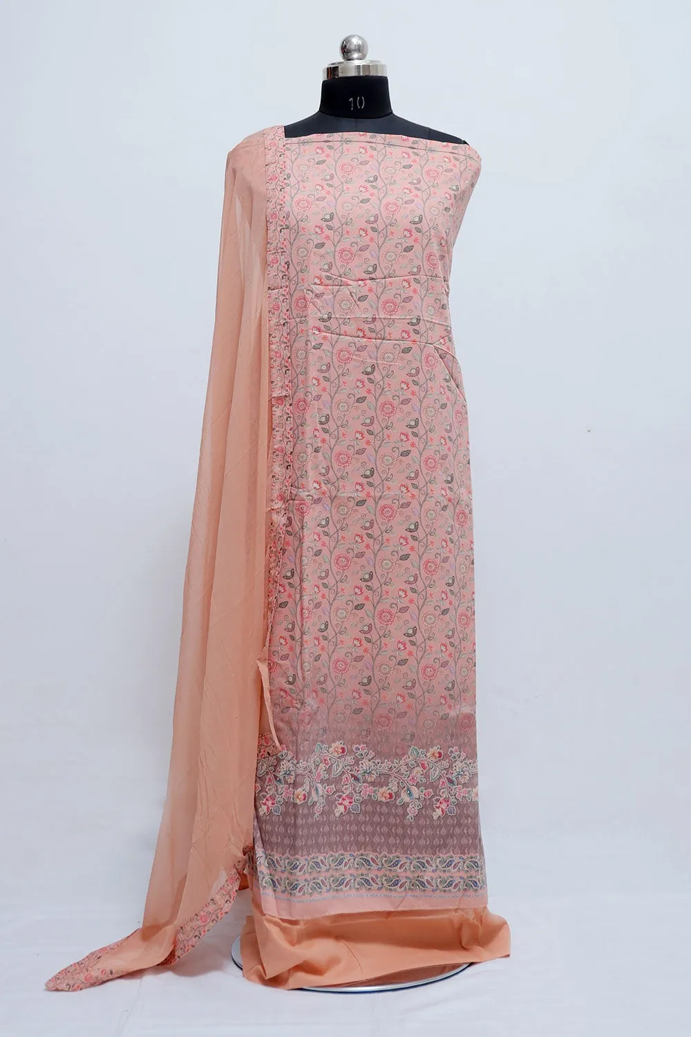 Charming Vital Peach Colour Beautifully Printed Suit  Known For Its Unique Design & Enhances The Personality Of Wearer.