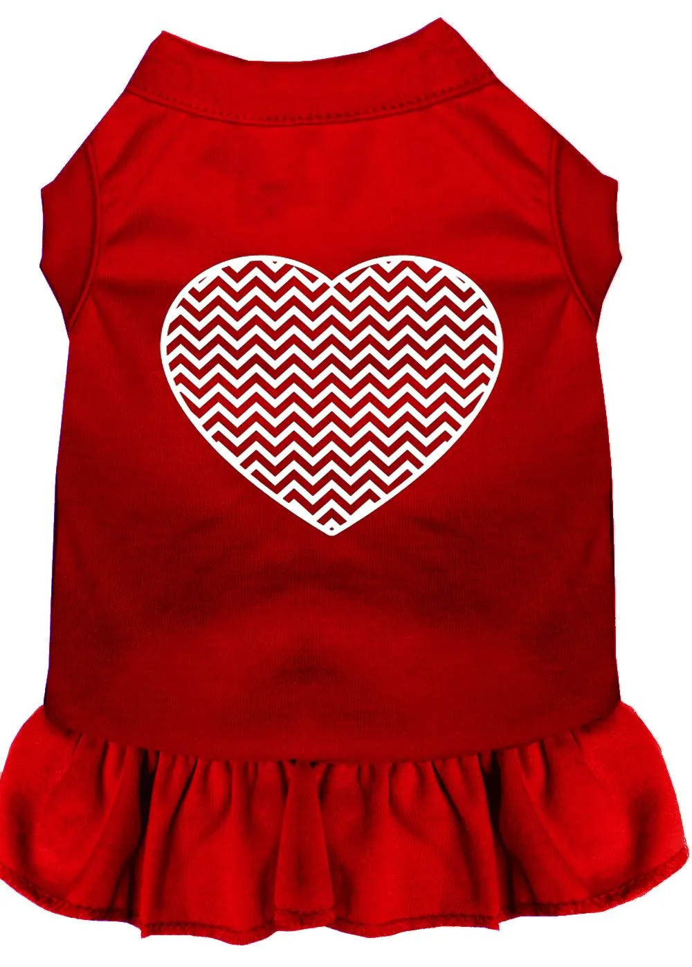 Chevron Heart Screen Print Dress Red Xs (8)