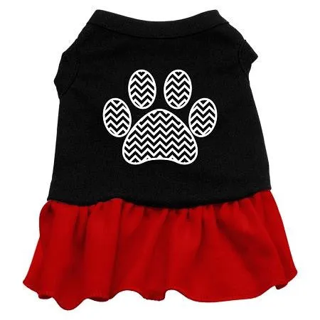 Chevron Paw Screen Print Dress Black with Red Med (12)