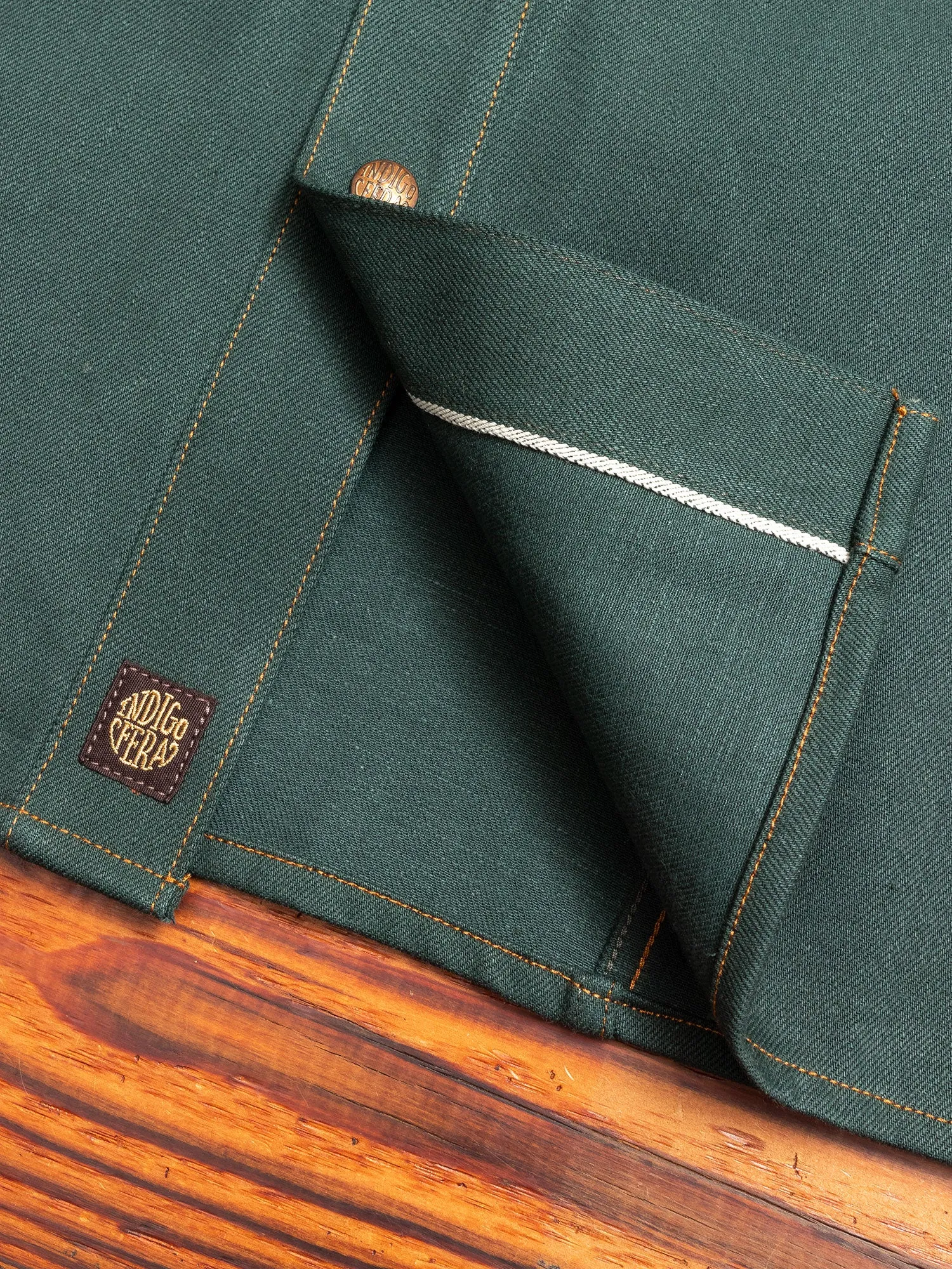 Copeland Selvedge Denim Shirt in Cripple Creek Green