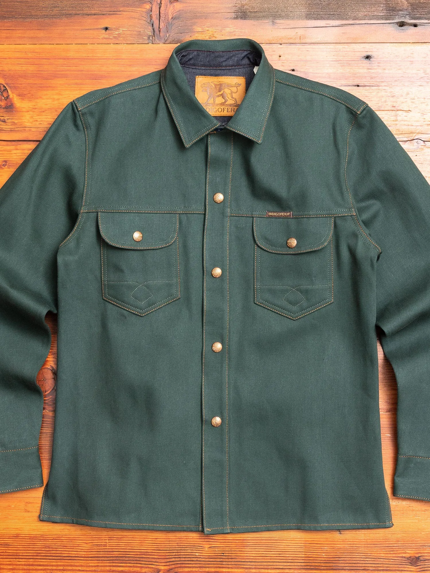 Copeland Selvedge Denim Shirt in Cripple Creek Green