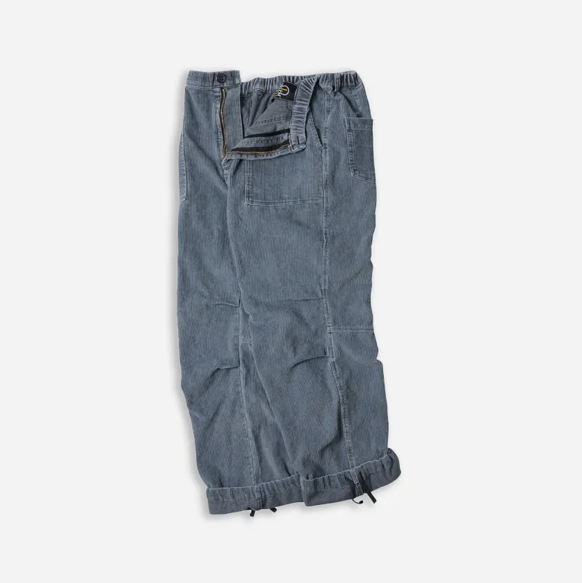 CORDUROY BANDING WIDE FATIGUE PANTS - NAVY