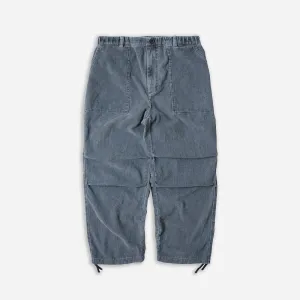 CORDUROY BANDING WIDE FATIGUE PANTS - NAVY