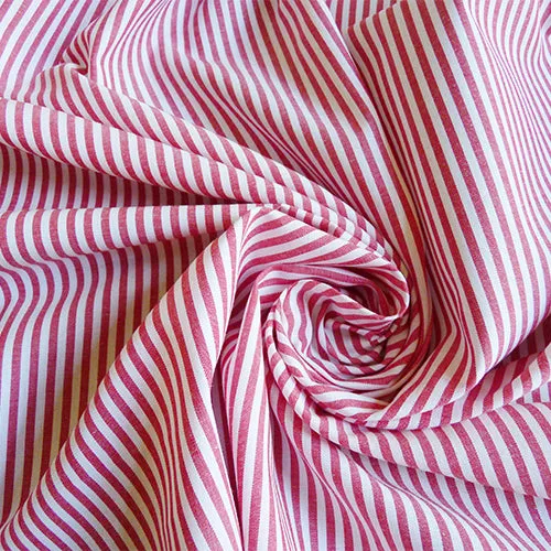 Cotton Stripe Shirting - Berry Red