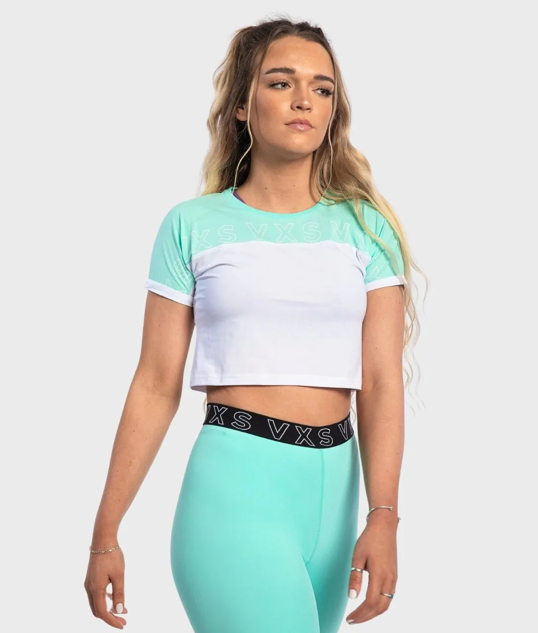 CROP T-Shirt [Mint Green/White]