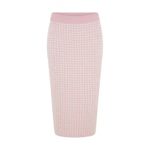 Dalmine Pink Gingham Knitted Skirt