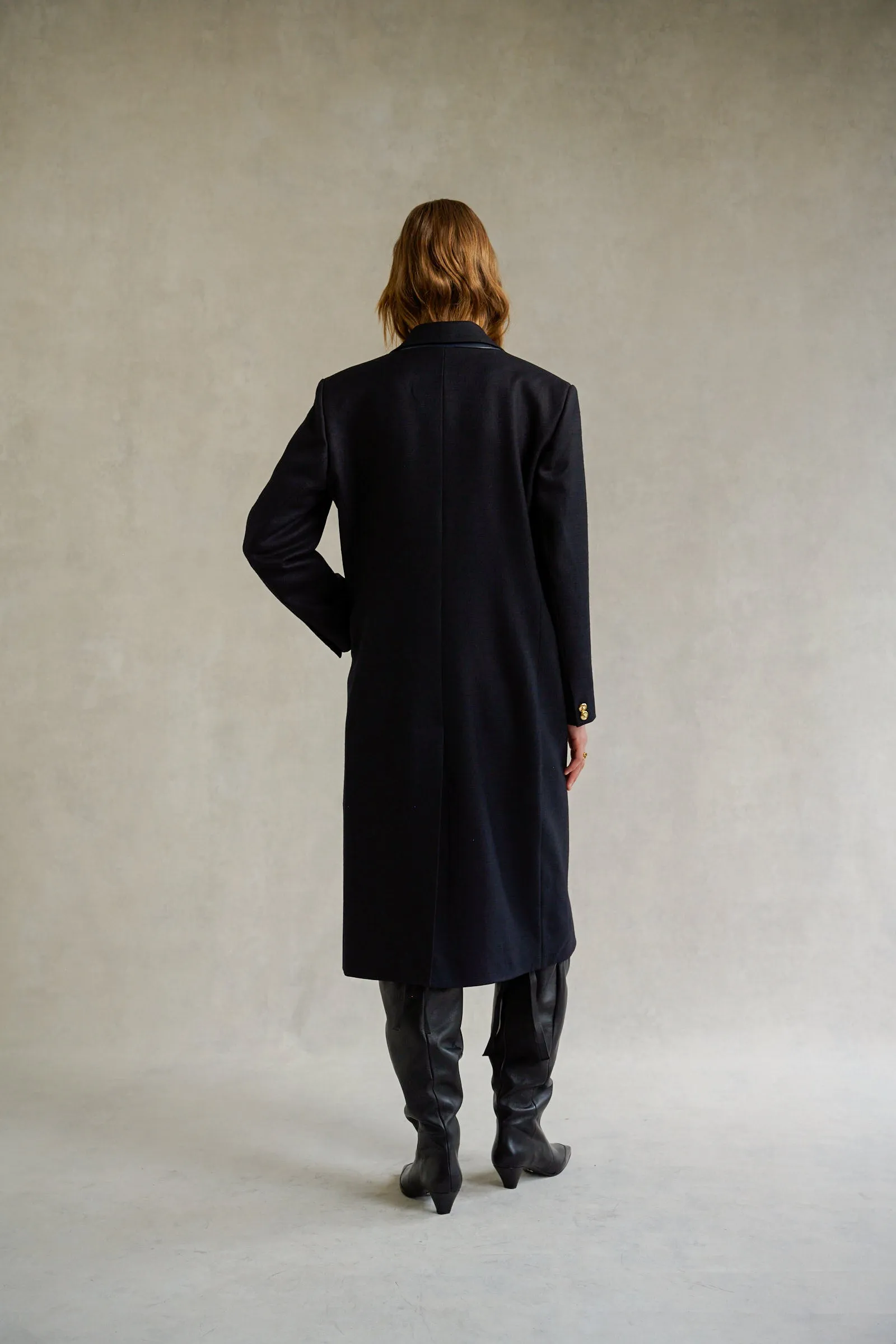 DARK NAVY ‘CIGARETTE’ TAILORED COAT