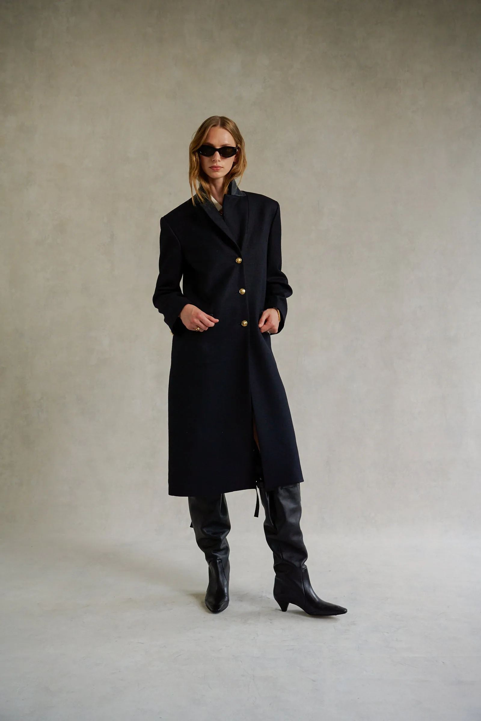 DARK NAVY ‘CIGARETTE’ TAILORED COAT