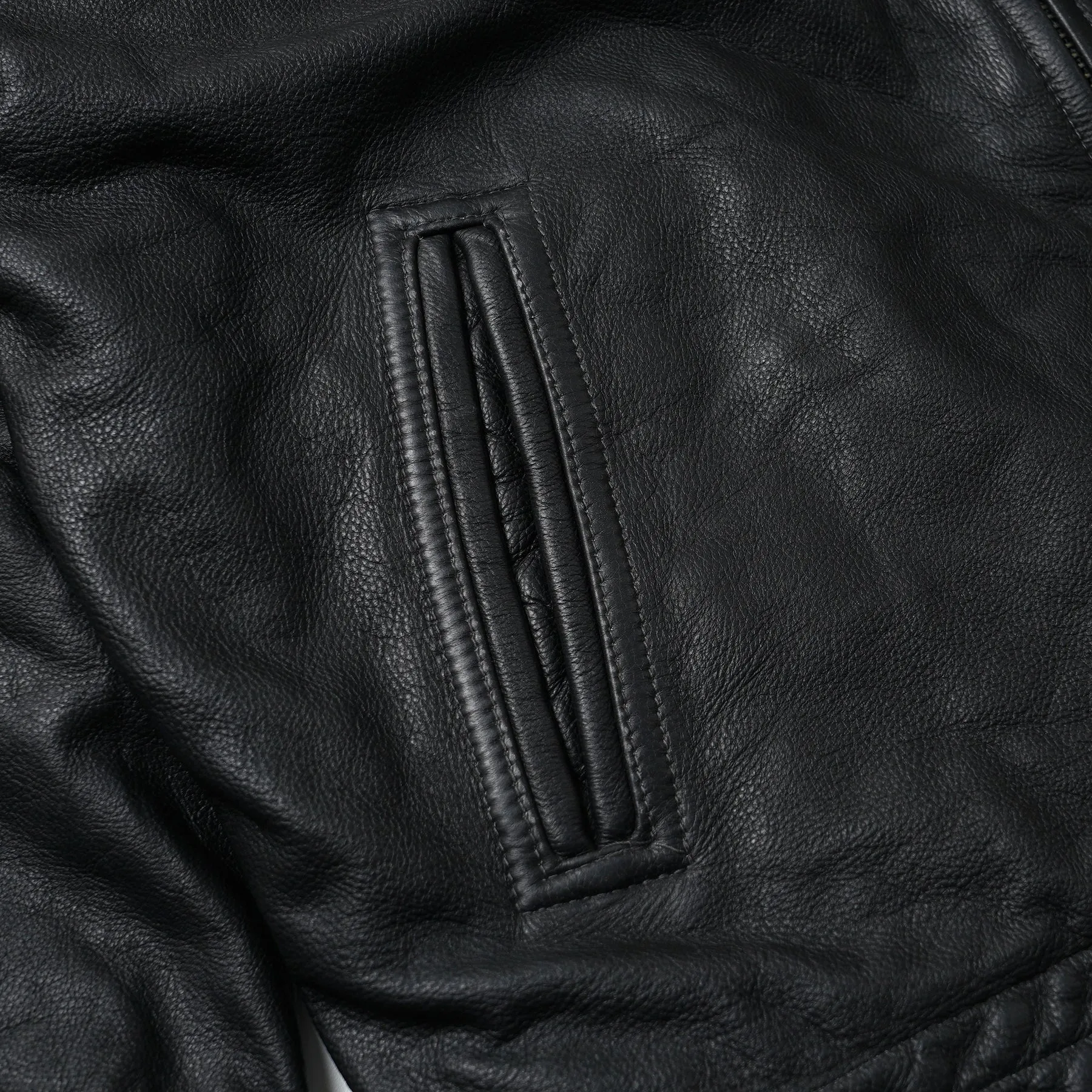 DESTROYED COWHIDE LEATHER JACKET - BLACK