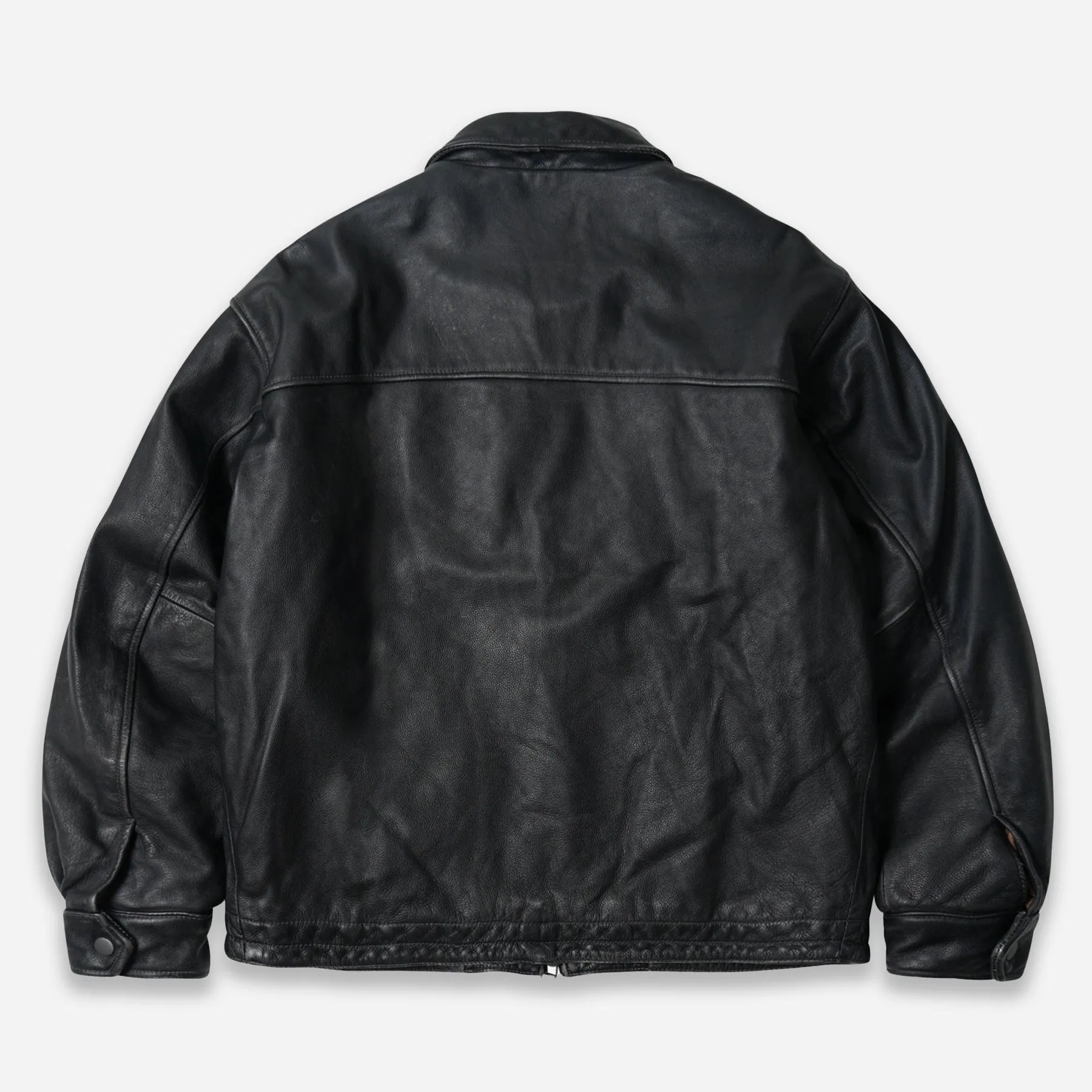 DESTROYED COWHIDE LEATHER JACKET - BLACK