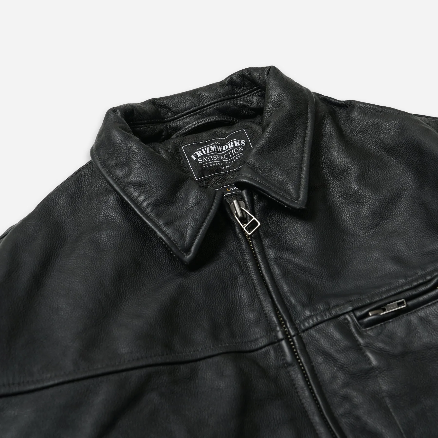 DESTROYED COWHIDE LEATHER JACKET - BLACK