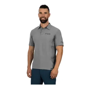 FXR  Mens Cast Performance UPF Polo Shirt Short Sleeve Lightweight Grey Black