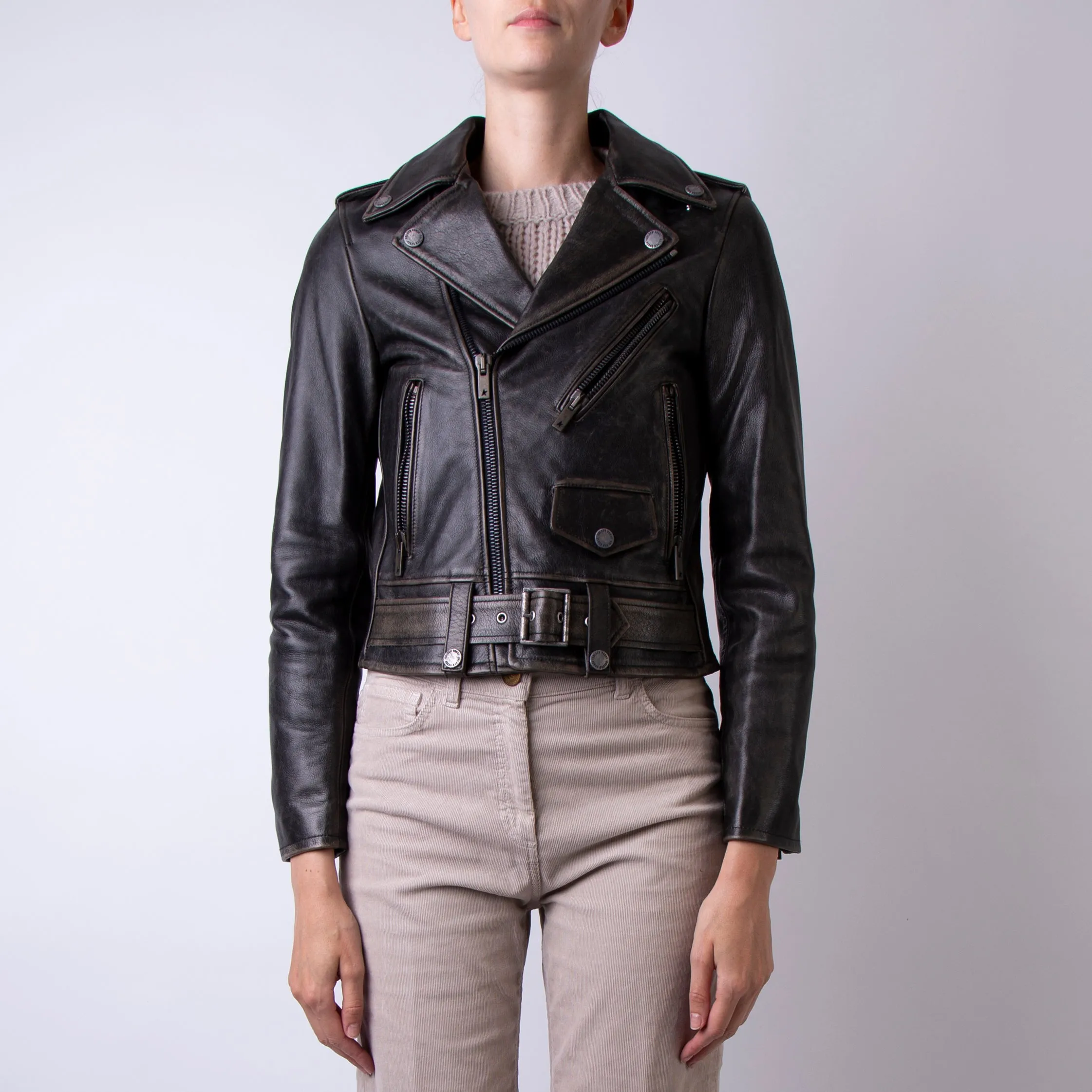 GOLDEN GOOSE LEATHER JACKET GWP00848.P000647 90100 BLACK