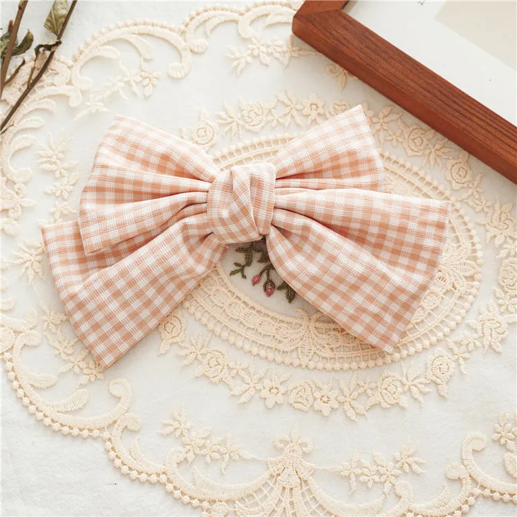 Hair Bands Summer Plaid Fabric Bow Spring Clip