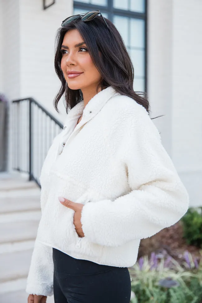 Headed To The Slopes White Sherpa Pullover FINAL SALE