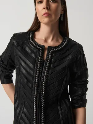 Joseph Ribkoff Black Faux-Leather and Mesh Jacket 233962 11