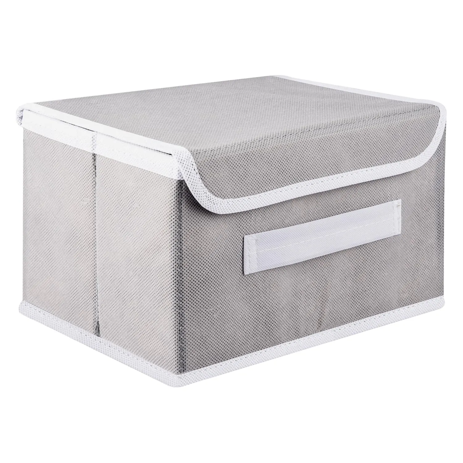 Kuber Industries Drawer Storage Box | Plain Dhakkan Storage Box | Non-Woven Clothes Organizer For Toys | Storage Box with Handle | Small | Gray