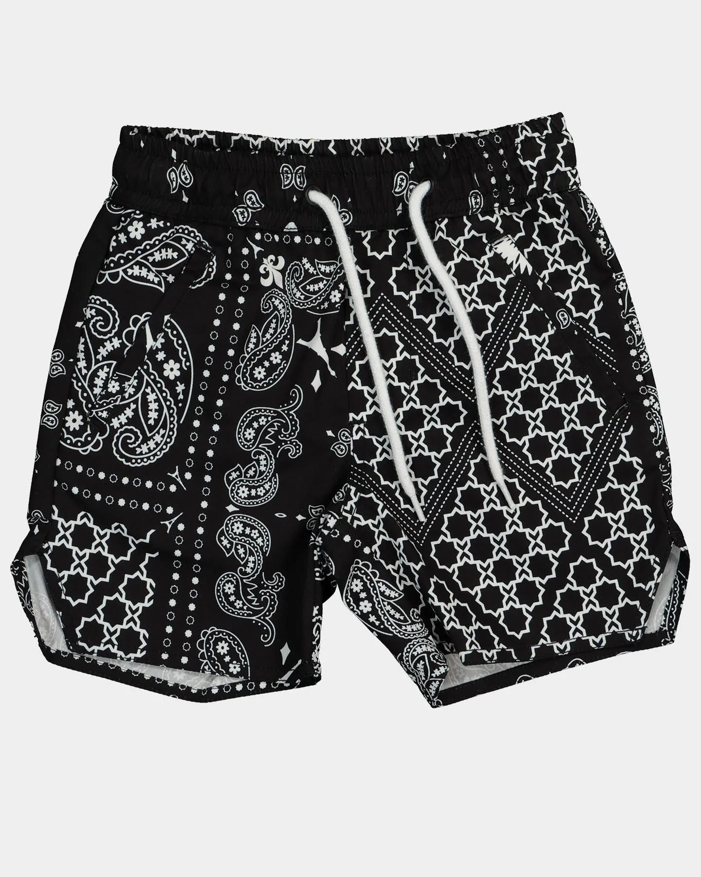 Lil Homme Kids' Bandana Ultra Shorts Black/White