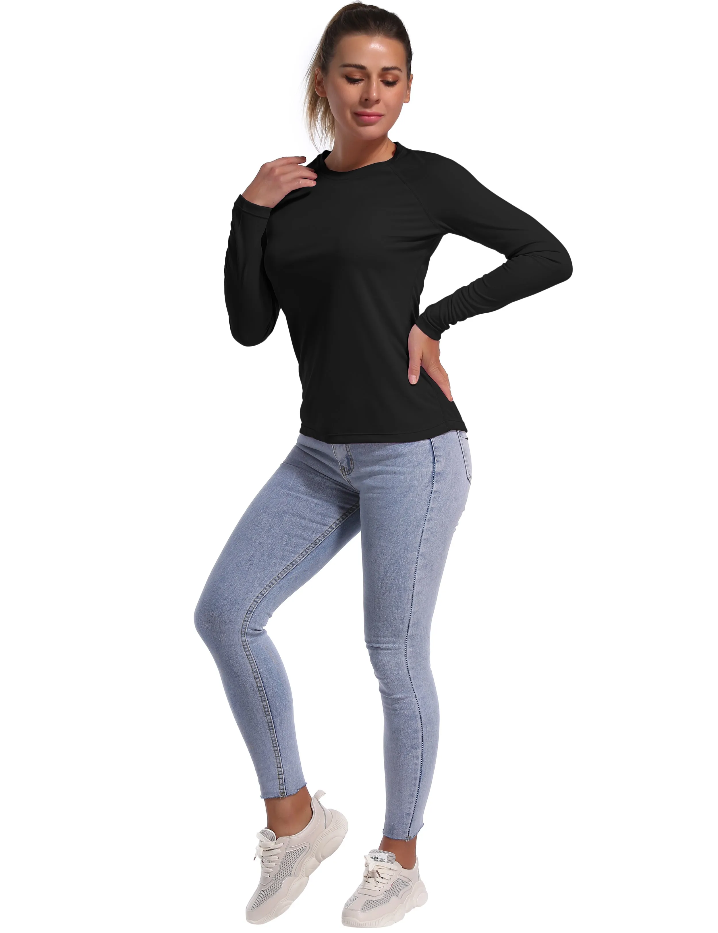 Long Sleeve Athletic Shirts black_Biking