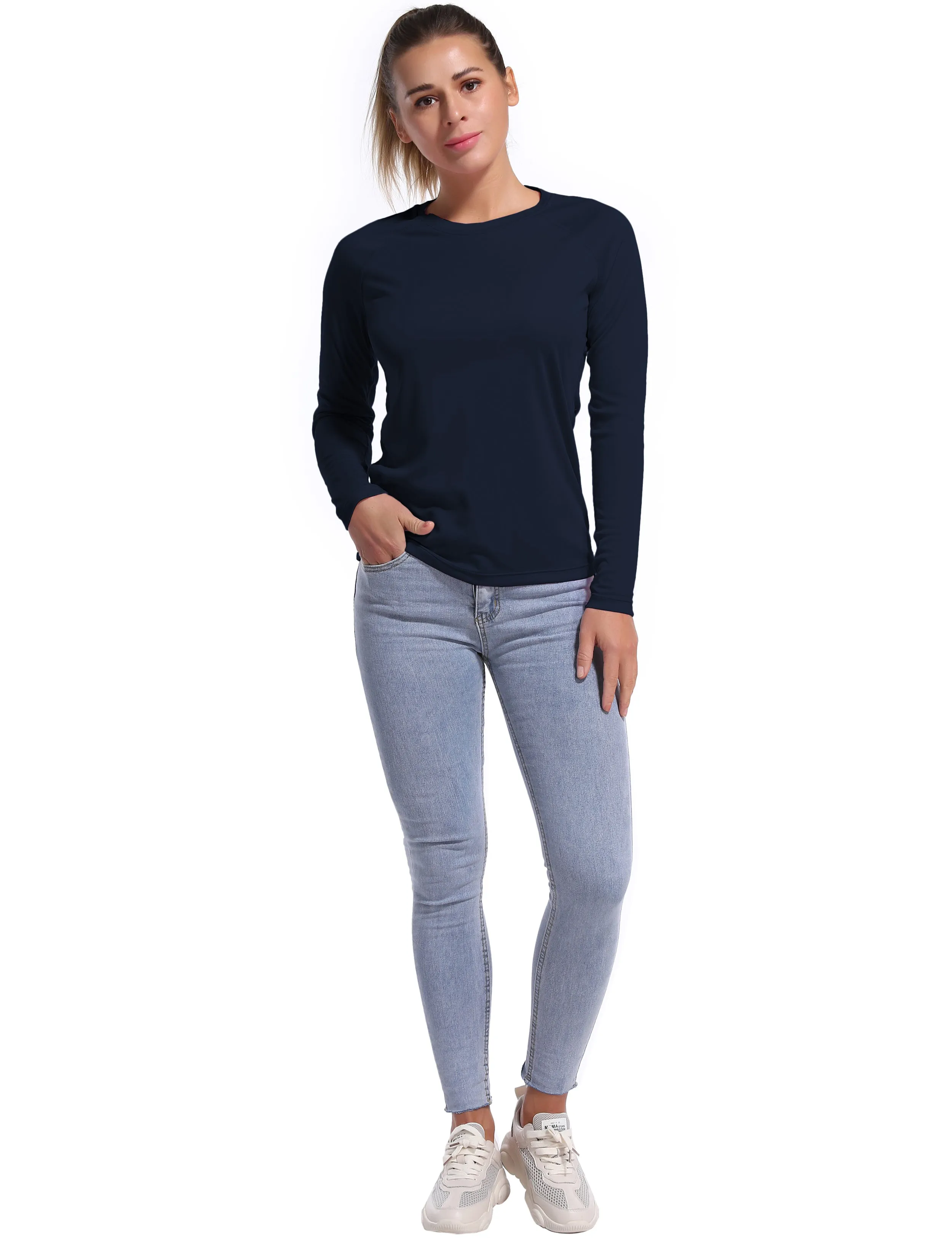 Long Sleeve Athletic Shirts darknavy