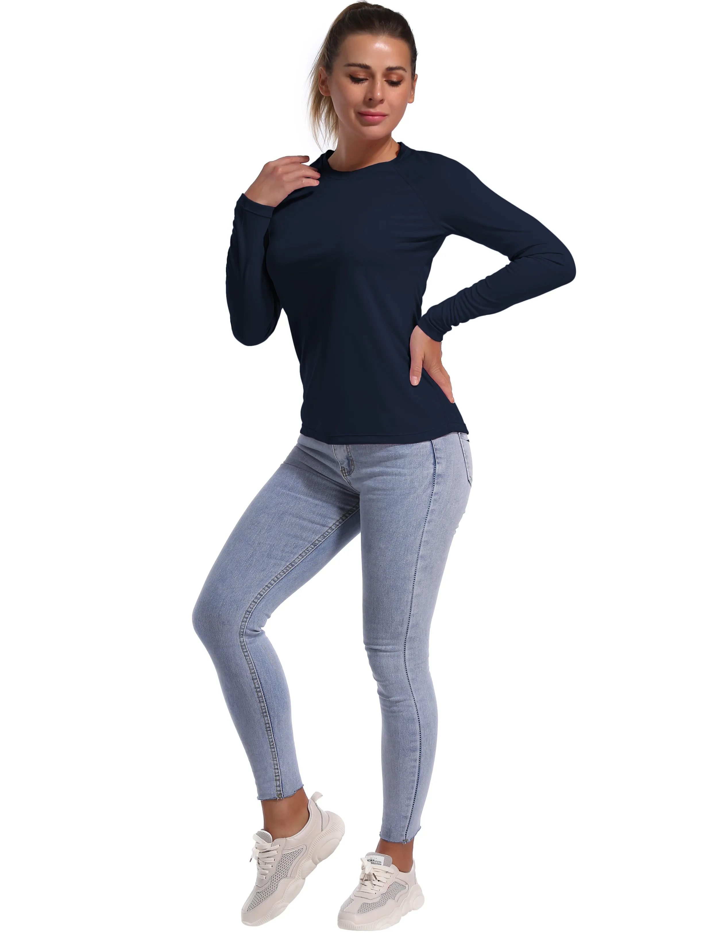 Long Sleeve Athletic Shirts darknavy