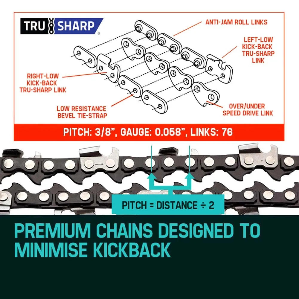 Low Kickback 20in Chainsaw Chain, 0.325 Pitch, 76 Links, Baumr-AG