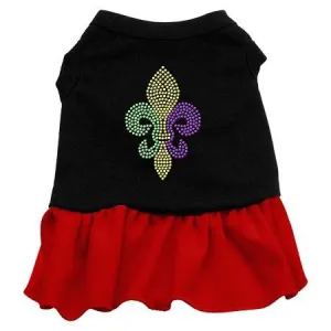 Mardi Gras Fleur De Lis Rhinestone Dress Black with Red XS (8)