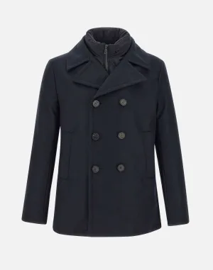 Men's Blue Wool and Cashmere Coat