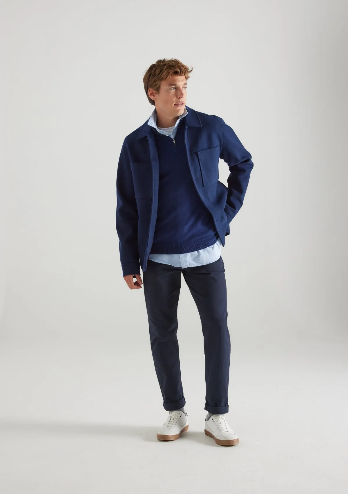 Mens Cashmere Half Zip Sweater in Midnight Blue