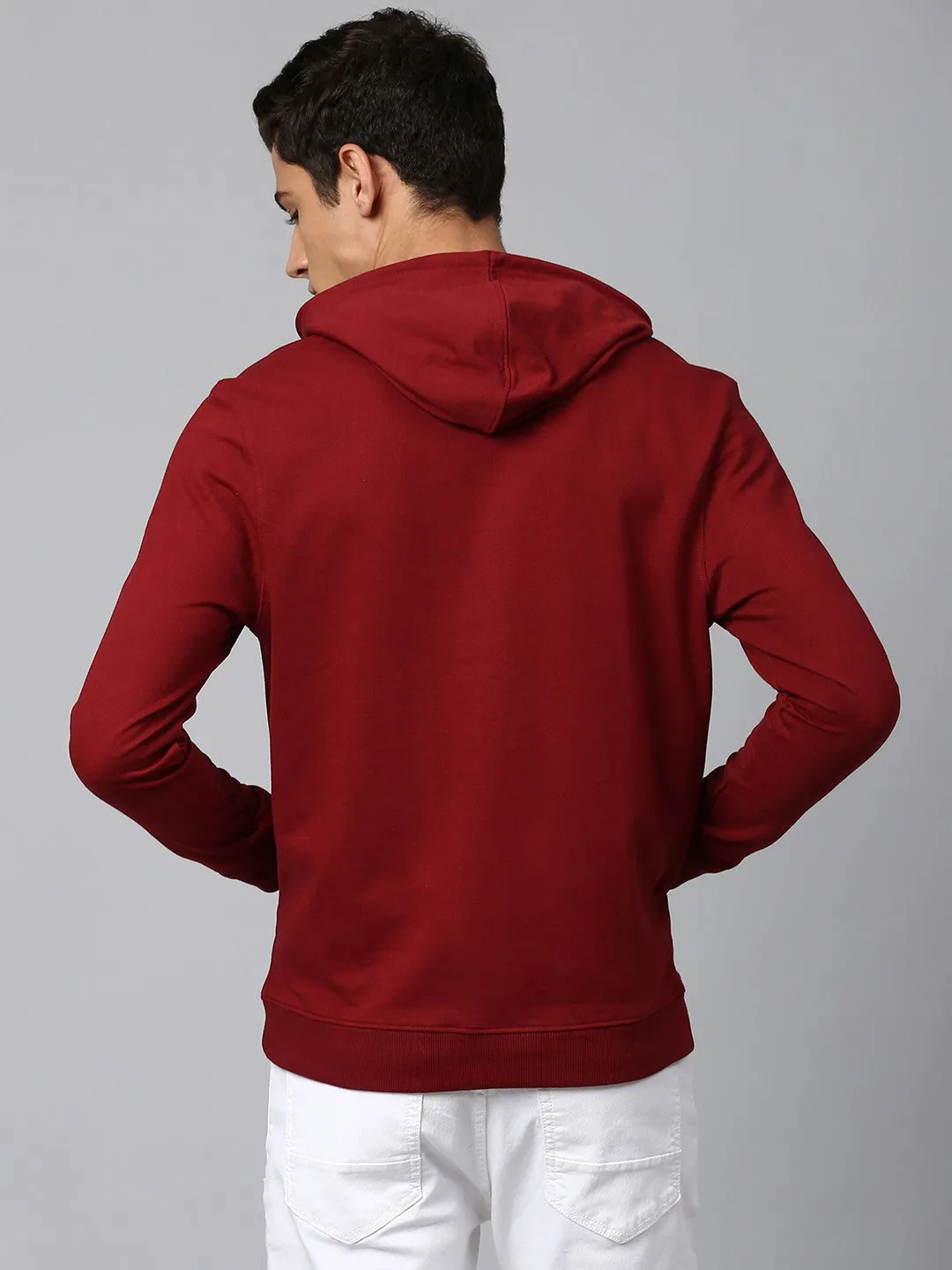 Mens Long-Sleeve Hoodie - Lightweight Casual Winterwear  (Wine)