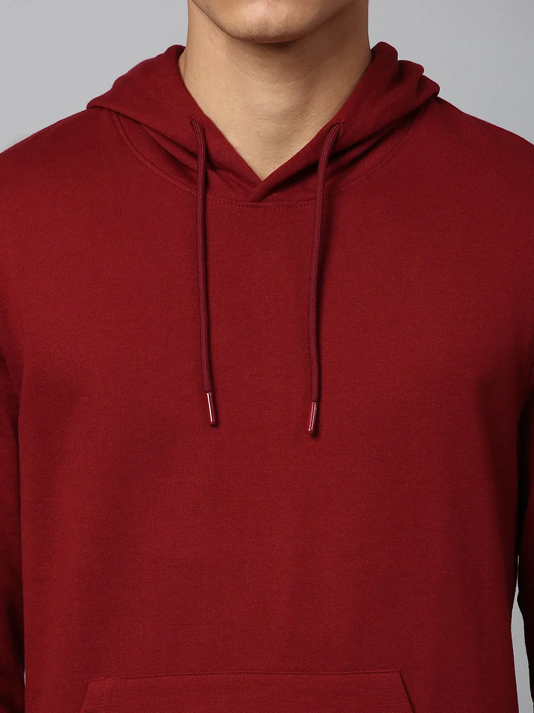 Mens Long-Sleeve Hoodie - Lightweight Casual Winterwear  (Wine)